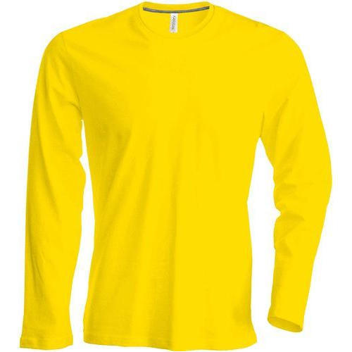 Yellow Plain Full Sleeve Casual Wear Round Neck Cotton T Shirts For Men  Gender: Male