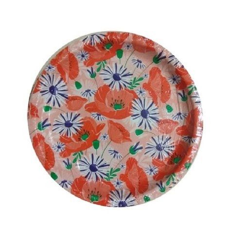 White Multi Color Printed And Round Shape Eco Friendly Disposable Paper Plate