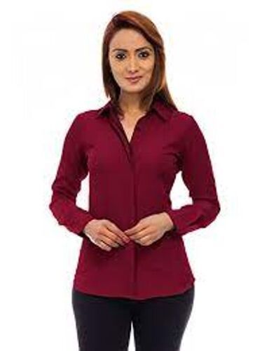 Full Sleeve And Plain Pattern Ladies Formal Shirt Age Group: Adults