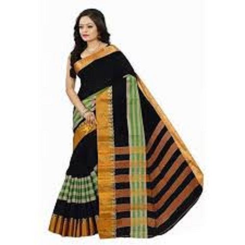 Ladies Party Wear Black Cotton Sarees