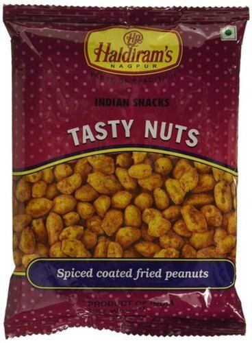 60 Gram Salty And Spicy Coated Fried Peanuts Haldiram Tasty Nuts Namkeen  Carbohydrate: 2.3 Percentage ( % )