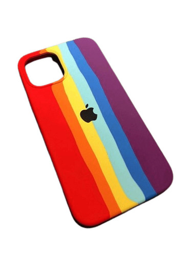Rainbow Plastic Mobile Back Cover For Iphone - Plastic Material, Rectangle Shape, Multi Color Design | Easy To Fit, Light Weight Protection