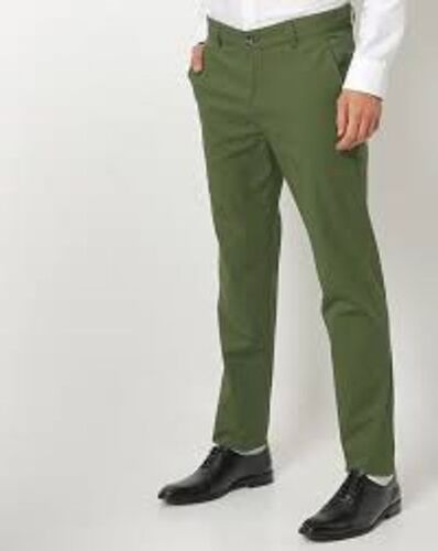 Men's Lycra Formal Trousers - Regular Fit, Solid Brown