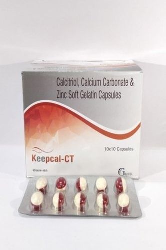  Keepcal-Ct कैल्सिट्रियोल कैल्शियम कार्बोनेट और जिंक सॉफ्ट जिलेटिन कैप्सूल, 10X10 ब्लिस्टर पैक मेडिसिन रॉ मटेरियल्स