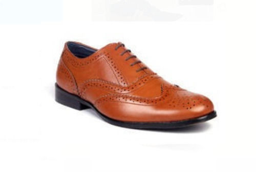 Brown Light Weight And Breathable Round Toe With Pvc Sole Men Leather Shoes