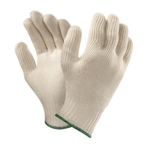 White And Green 60 Gram Disposable Full Finger Heat Resistant Cotton Knitted Hand Gloves