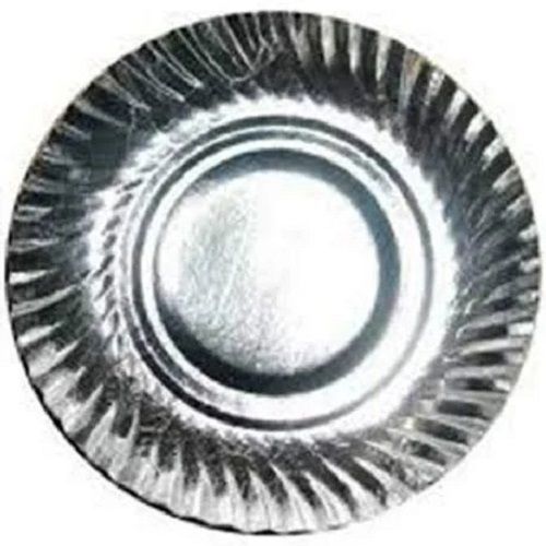Round Shape Plain Pattern Silver Laminated Disposable Paper Plate