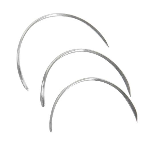 Silver Stainless Steel Suture Needles Half Circle Cutting 6/Pk X 4