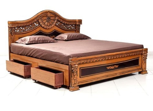 Wooden Double Beds - Solid Wood, 6x15 Feet, Brown Chocolate | Modern Design, Polished Finish, Foldable, Ideal for Home and Hotels