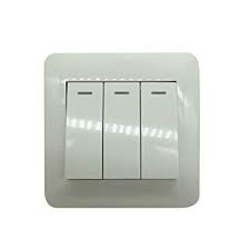 White 220Volts Modular Electrical Three Button 1 Way Control On/Off Wall Switches