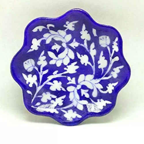 Customized Blue Pottery Hand Painted Wall Hanging Decorative Plate