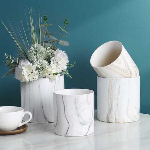 Decorative Marble Flower Pot for Home Office Decoration and Gifting Purpose