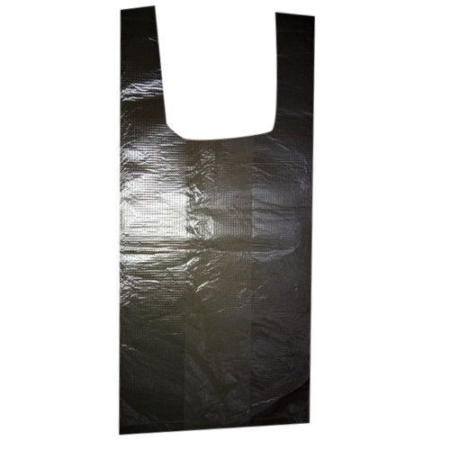 Black Disposable Simple U Cut Plain Pvc Polythene Carry Bag 