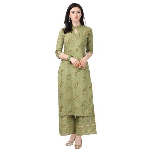 Fashionable And Breathable Fabric Ladies Indian Style Green Kurti For Casual Wear Bust Size: 15 Inch (In)