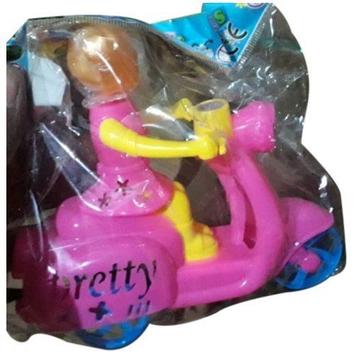 PP Pink And Yellow Girl With Scooter Kids Plastic Toys