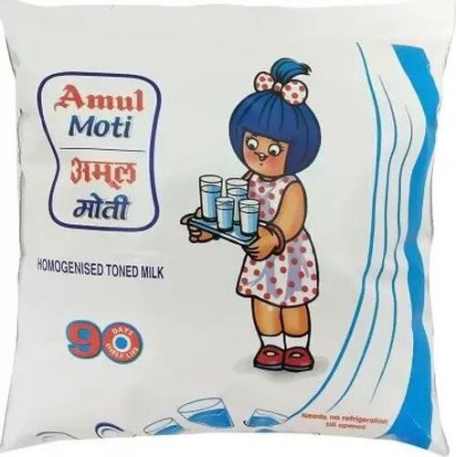 Healthy Original Flavor Amul Moti Homogenised Toned Milk, Pack Of 450 Ml