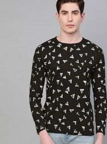 Casual Wear Readymade Regular Fit Full Sleeve Round Neck Printed Mens T Shirts