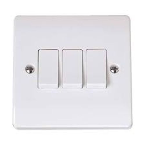 White Modular Electrical Three Button 1 Way Control On/Off Switches, 220Volts