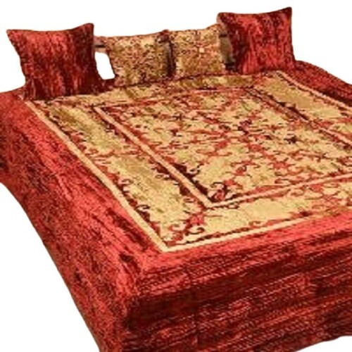 Soft Skin Friendly And Lightweight Luxury Gold Printed Satin Bedsheet