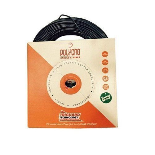 Black Triguard Technology Featured Copper Insulated Polycab Fr House Wires, Roll Length: 90 M