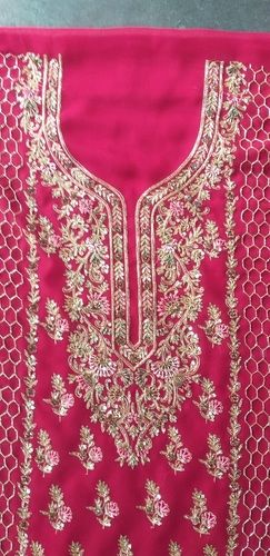 Pink Washable And Comfortable Full Sleeves Cotton Embroidered Kurti