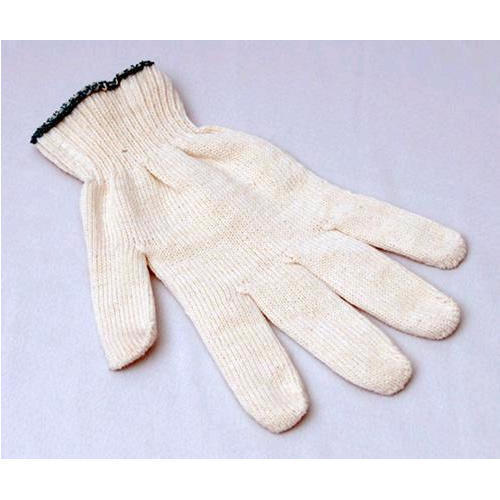 White Full Fingered Medium Size Cotton Knitted Hand Gloves
