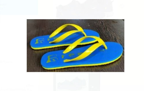 Yellow And Blue Comfortable Rubber Slip On Men Slippers