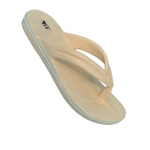 Rubber Ladies Soft And Comfortable Slip On Fancy Plain Cream Casual Slipper