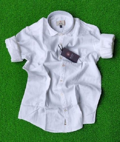 Men Comfortable And Breathable Cotton Full Sleeves Plain White Casual Shirt 