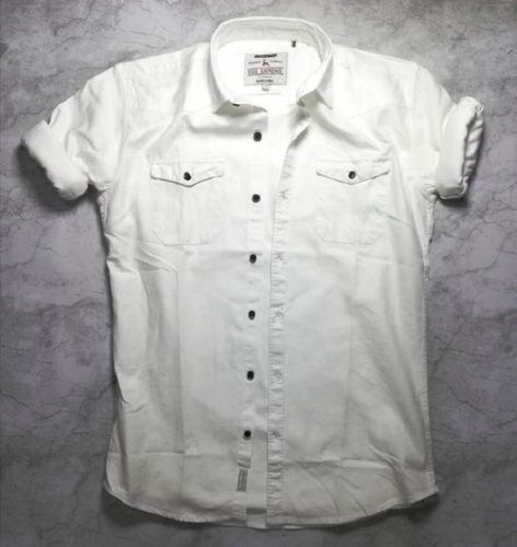 Men Comfortable And Breathable Cotton Plain White Long Sleeves Casual Shirt 