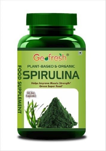 Plant Based And Organic Spirulina Capsules, 60 Veg Capsules Bottle Pack Age Group: For Adults