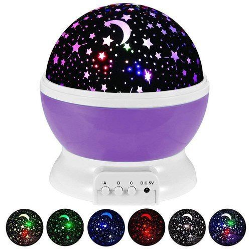 Plastic Body Round With Music Projection Night Light Lamp