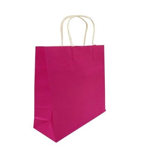 Recyclable Biodegradable Reusable Eco Friendly And Light Weight Pink Plain Paper Bags