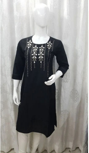 Black Brown Embraided Designer And Comfortable With Short Sleeves Slim Fit Ladies Suit