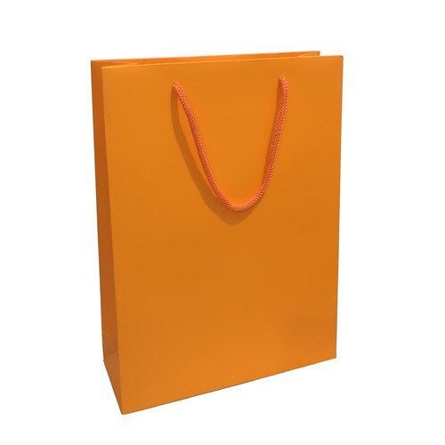 Eco Friendly Light Weight Biodegradable And Reusable Orange Plain Paper Bags