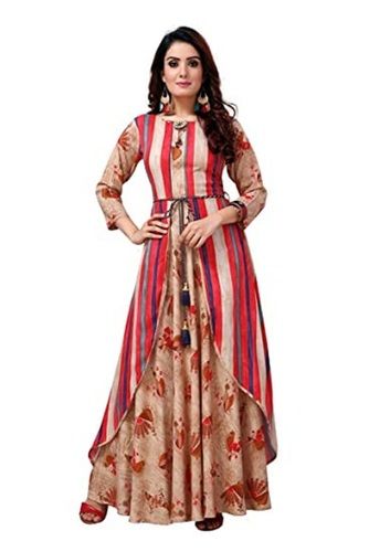 Ladies Fashionable Comfortable Lightweight Multicolor Printed Cotton Kurtis  Bust Size: 15 Inch (In)