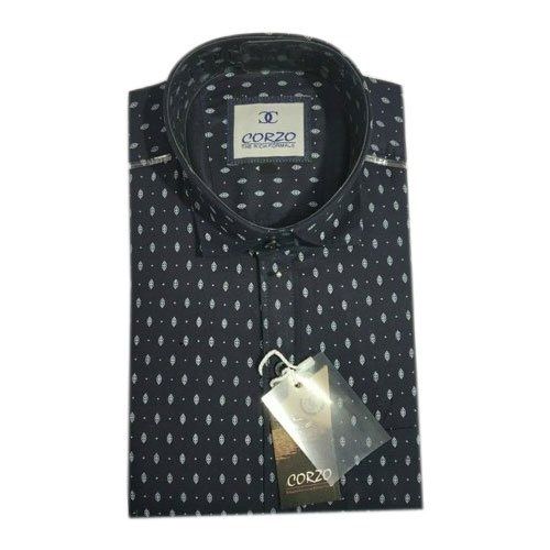 Men Full Sleeves Stylish Casual Wear Comfortable And Breathable Printed Cotton Black Shirt 