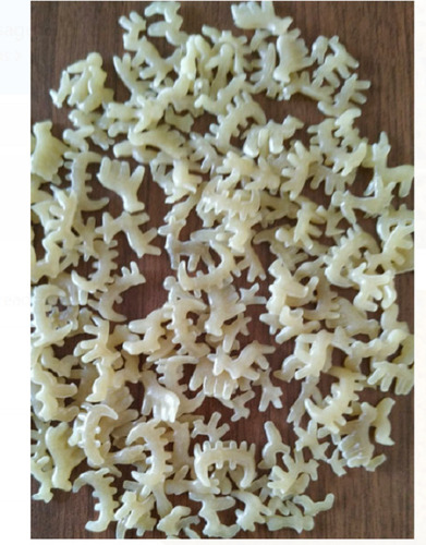 6 महीने की शेल्फ लाइफ 10 मिलीग्राम सोडियम 157 मिलीग्राम पोटेशियम पशु के आकार का सफेद फ्रायम सामग्री: गेहूं