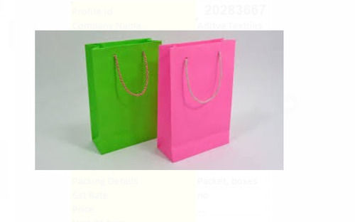 2 Kg Max Load Kraft Paper Material Flexi Loop Handle Pink And Green Plain Gift Carry Bags Size: All Size