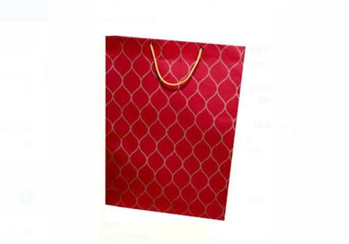 Disposable 3 Kg Max Load Kraft Paper Material Flexiloop Handle Red Printed Shopping Carry Bag 