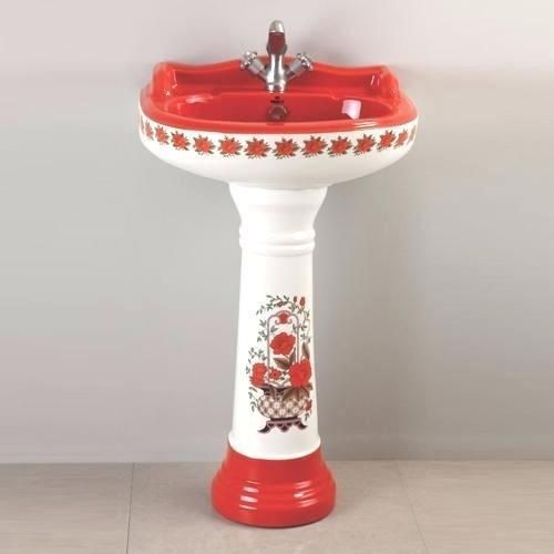 Pp Easy To Clean Wall Mounted Crack And Scratch Resistance Red White Wash Basin