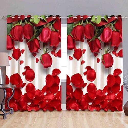 Red  Attractive Beautiful Fancy And Premium Quality Digital Printed Curtains 