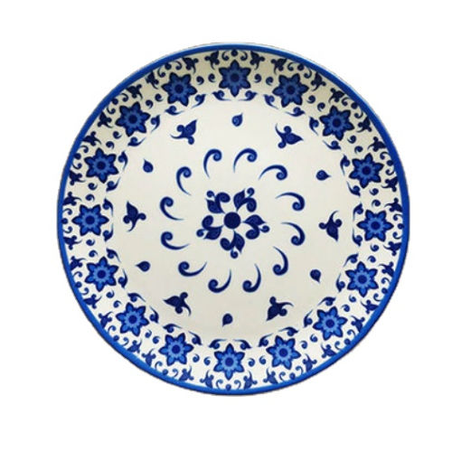 Customized Colour 8 Inch Blue Pottery Hand Painted Wall Hanging Decorative Plate