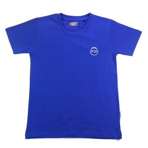 Plain Boys Short Sleeves Round Neck Durable And Comfortable Cotton Blue T-Shirt