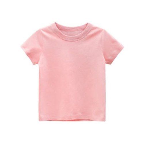 Pink Kids Breathable Skin Friendly Short Sleeves And Comfortable Casual T Shirt 