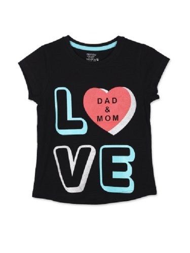 Silk Kids Comfortable Short Sleeves Breathable Black Cotton Printed T-Shirt 