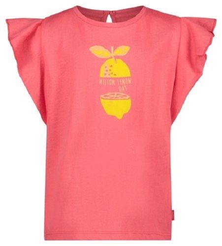 Pink Kids Comfortable Short Sleeves Round Neck And Breathable Butterfly T Shirt 