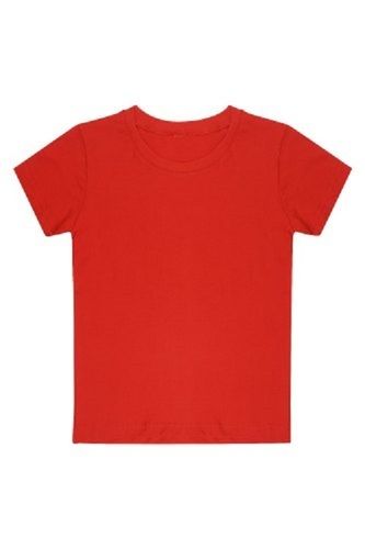 Red Kids Round Neck Breathable Comfortable Short Sleeves Casual Cotton T-Shirt