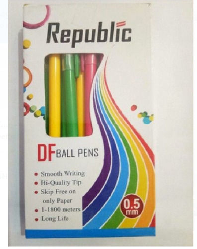 Reusable Multicolor Plastic Material Pack Of 5 Pens Packaging Type Box Ball Pen 