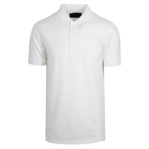 Breathable Wrinkle Free Casual Wear Plain White Half Sleeve Cotton Polo T-shirt For Men